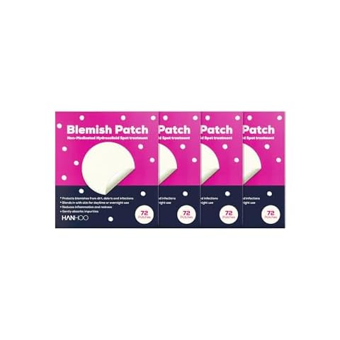 Hanhoo Blemish Patch, 288 Count, Hydrocolloid Pimple Patches, Shrinks Pimples, Protects from Finger-picking and Dirt, Absorbs Fluid, Acne Spot Patches, Invisible Pimple Patches, Korean Skincare Cover