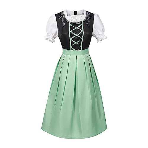 Dirndl Damen Midi Trachtenkleid Hochgeschlossen Dirndlkleid Schwarz...