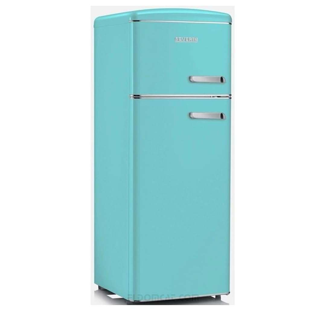 Severin RKG 8904 Retrò - Frigorifero Doppia Porta, 206 Litri, Statico, colore Turchese, Aperura Porta a Sinistra