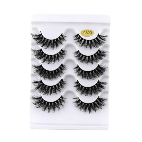 Healvian 5 Pestañas Postizas Naturales y Densas para Mujer Maquillaje de Fiesta Extensiones Ligeras y Reutilizables Efecto Voluminoso y Alargado Aptas para Diario y Profesional