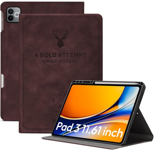 Image of Robustrion Cover for Realme Pad 3 11.61 inch Cover Case with Pencil Holder, Deer Flip Cover Case for Realme Pad 3 Tablet Cover [Auto Sleep Wake Support] - Brown