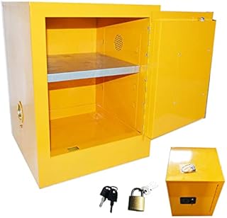 INTBUYING Flammable Cabinet, Galvanized Steel Safety Cabinet for Flammable Liquids, Adjustable Shelf Door Manual Close Flammable Storage Cabinet for Commercial Industrial (16Gallon 17x18.1x22 in)
