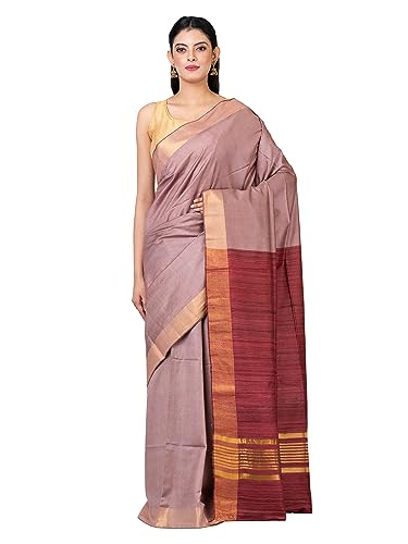 Rachbai Bhagalpur Tussar zari ghicha pallu silk saree with unstich blouse (maroon)