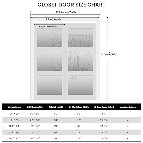 Image of Sliding Closet Door for 128 inch x 80 inch Opening with Hardware Kit White