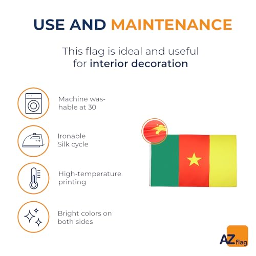 Image of AZ FLAG - Cameroon Flag - 3x5 Ft - Light Polyester Cameroonian Banner with Two Brass Eyelets - Fade Resistant - Vivid Colors - 3' x 5' Feet - 150x90 Cm