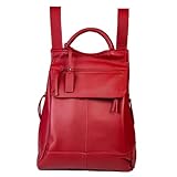 Mochila de Couro Legítimo Feminina Confortável Reforçada com Alça Regulável, Suporte para Notebook e Bolso Antifurto (Marsala)