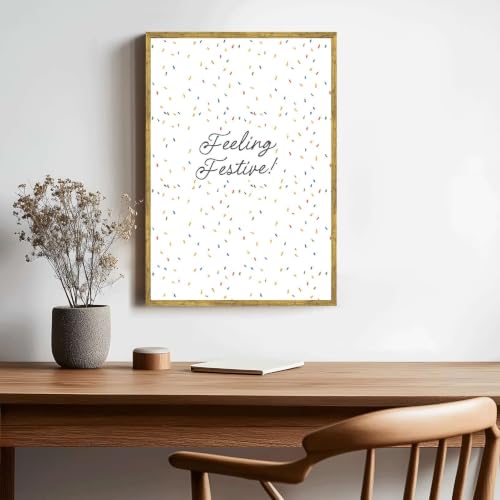 Framed Feeling Festive Poster Canvas Print Modern Minimalist Aesthetic Wall Art Funny Home Decor Wall Decoration for Living Room Bedroom Apartment Wall Decor Pictures Painting Art Print (Gold Framed,12L"X16W") - Image 4