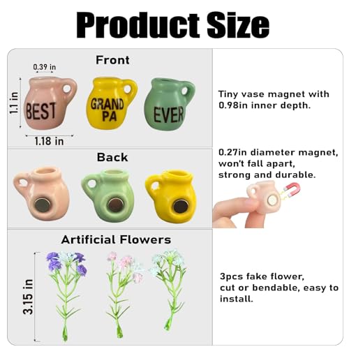 Imán decorativo mini florero cerámico para refrigerador miniatura 3
