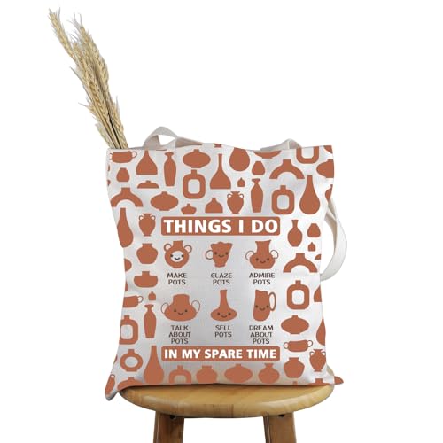 PWHAOO Pottery Maker Gift Pottery Design Tote Bag Ceramic Artist Lover Handbag Ceramics Lover Gift (Pottery Design T 2.0)