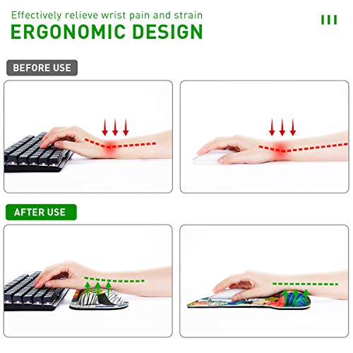 Mouse Pad with Wrist Support Ergonomic Gel, Keyboard Wrist Rest for Computer Keyboard with Raised Memory Foam for Desktop/Laptop/Notebook, Red Black Floral - Thumbnail 5
