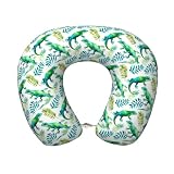 Fuzquwu Green Lizard Printed U-Shaped Travel Neck Pillow, Memory Foam Pillow for Airplane, Train and Car Travel