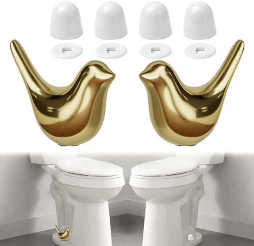 MENNTY 2Packs Ceramic Gold Birds Toilet Bolt Caps & 4Packs Univer...