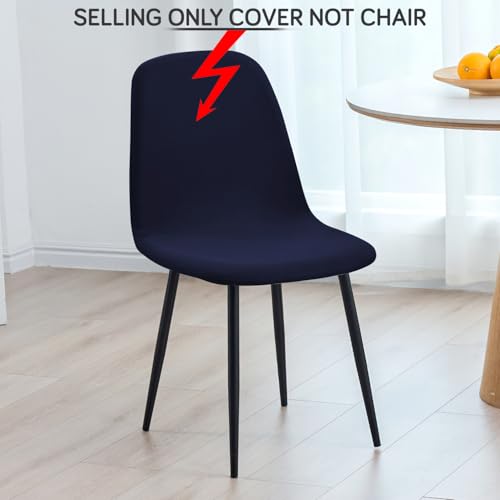 Image of HOKIPO 'SereneSolids' 140 GSM Shell Chair Cover, Mid Century Modern Dining Chair Cover, Pack of 1, Navy Blue (AR-6248-NBL)