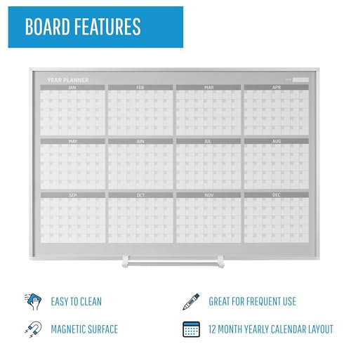 Planner 12 Month MasterVision 48x36 avec cadre aluminium - 3