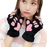 [SHUNYI] 手袋 レディース 猫手袋 可愛い 防寒手袋 に便利 コスプレ かわいい 半指グローブ スマホ操作便利 手袋ガールズ グローブ 秋冬 女性用手袋 肉球 クリスマスプレゼント 防寒 防風 保温効果