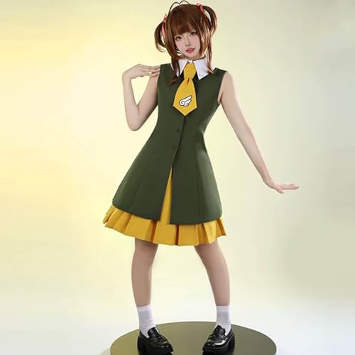 bbganlian Anime Personnage Kinomoto Sakura Cosplay Costume Tenue Card Captor Sakura Jeu de Rôle Uniforme Ensemble Complet Halloween Fête Carnaval Habiller avec Perruque pour Femmes (XXXL) – vue 6