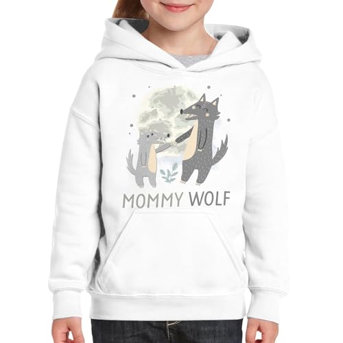 Sweat à capuche enfant Maman Loup en coton premium impression haute qualité