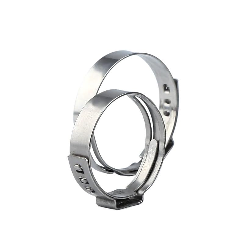 20pcs One Ear Stepless Hose Clamps 304 Stainless Steel Pipe Clips Clamping Quick Tube Clamp 6.5mm to 95.0mm(52.8-56.0mm)