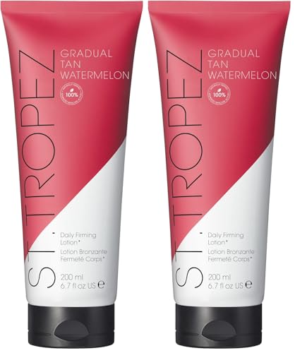 Image of St.Tropez Gradual Tan Watermelon, Daily Firming Lotion, Hydrating Self Tan Moisturiser, 5 Skincare Benefits, Vegan, Natural & Cruelty Free, 200 ml (Pack of 2)