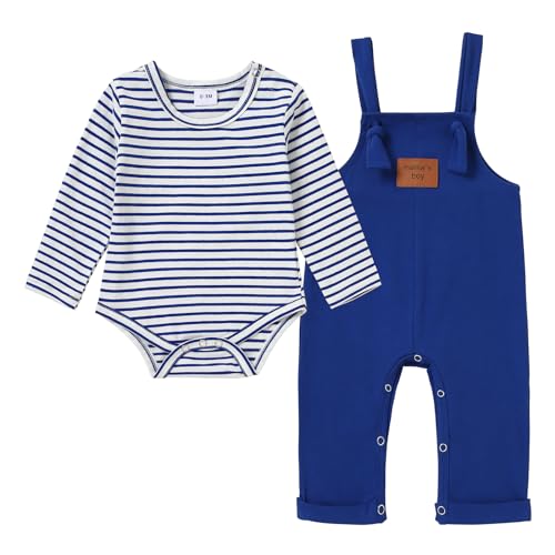 Image of nilikastta Newborn Baby Boy Clothes Infant Boy 2Pcs Top Romper Bodysuit Set 0-18 Months Overalls