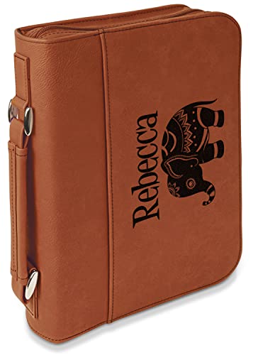 Personalized Baby Elephant Leatherette Bible Cover with Handle & Zipper - Small - Double Sided
