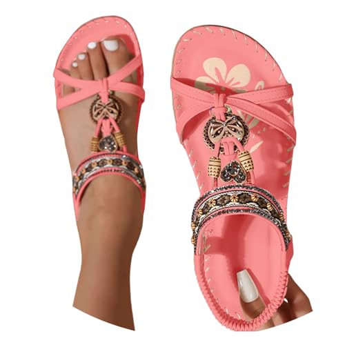 Sandales plates pour femme avec bride élastique confort et paillettes