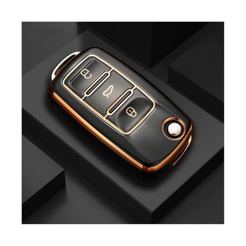 Coque clé voiture rabattable flexible et antidérapante pour boîtier VW Tiguan