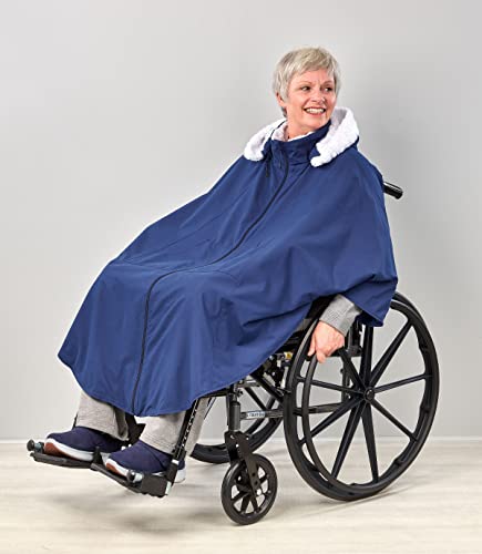 Women’s Adaptive Faux Fur-Lined Wheelchair Cape With Hood - Luxurious Winter-Warmth Self-Dressing Cape4