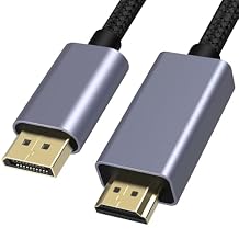 DisplayPort to HDMI Cable 4K, DP to HDMI Male Video UHD 4K@30Hz/2K@60/1080P@120 Nylon DP to HDTV Uni-Directional Cord for Dell, Projector, Desktop, AMD, NVIDIA, Lenovo, HP, ThinkPad 3.3ft