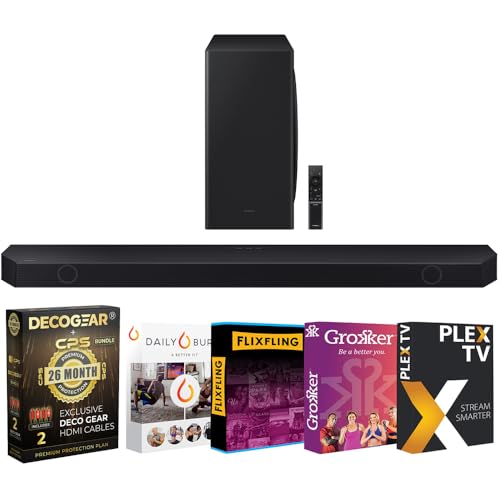 Samsung HW-Q800D Q-Series 5.1.2ch Dolby Atmos Soundbar 2024 Bundle w/Movies Streaming + Deco Gear 2X 4K HDMI 2.0 Cable w/Copper Conductors & CPS Exclusive 26 Month Protection Pack (BEACH-CPS-26100)
