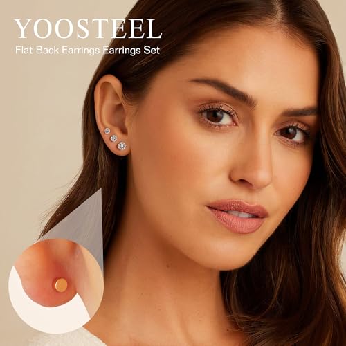 6 Pairs Hypoallergenic Silver Flat Back Earrings for Women - XWO9KDDQ - Image 4