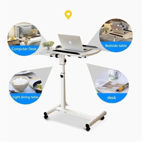 Extendable Rolling Mobility Table Over Bed,Over-Bed Table Overbed Table Overbed Table Tilt Top Lifting Computer Desk Steel Frame Side Table Adjustable Laptop Desk W/Wheels Mobile S