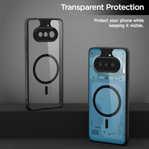 Image of Pikkme Back Cover for Nothing Phone 4a 5G Compatible with Mag-Safe | Shockproof Design | Hard Transparent Back Case (Black Mag-Safe)