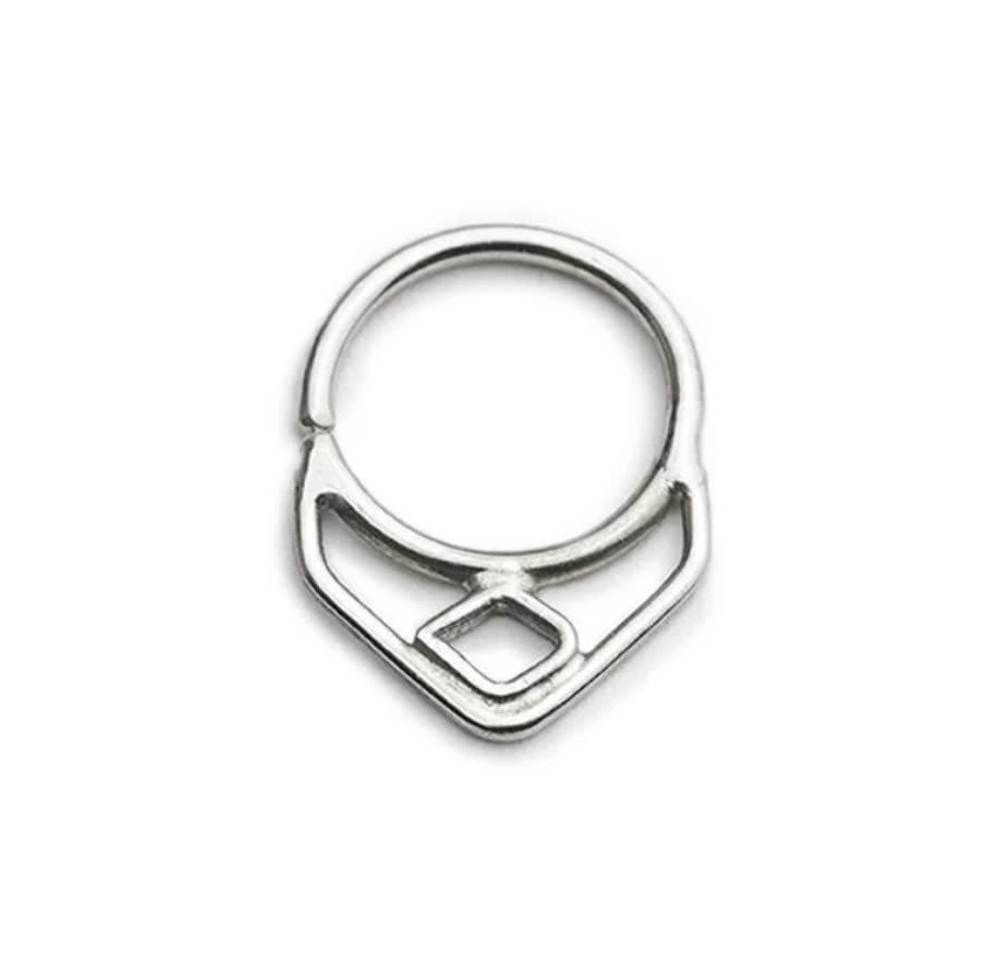 Unique Nose Ring Silver Septum, Septum Ring 18g, Lotus Nose Septum, Geometric Septum, Sterling Silver Septum. Septum Hoop-image-34