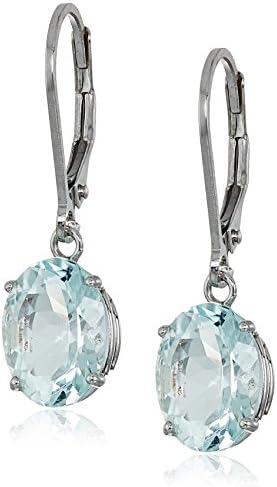 Amazon Collection 925 Sterling Silver 8 x 10mm Oval October Birthstone Created Opal Dangle Earrings for Women with Leverbackss