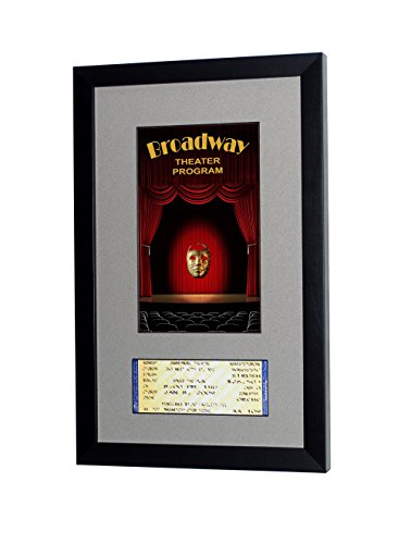 National Frames Broadway Playbill Ticket Frame (Program - Ticket, Satin Black- Gray Mat)