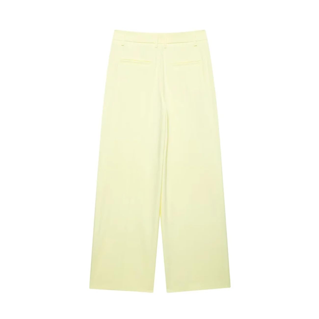 Completo da donna giallo chiaro con bottoni dorati e pantaloni a gamba larga plissettati a due pezzi