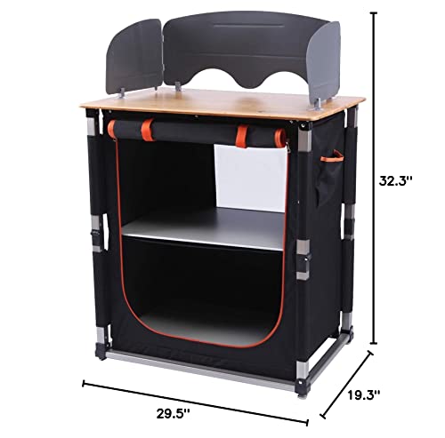 Kingcamp Outdoor Cooking Table Portable Grill Table, Camping Kitchen Cook Station With 2-Tier Storage Organizer, Windshield And Carry Bag For Bbq, Camping, Picnic, Backyard #TOP2