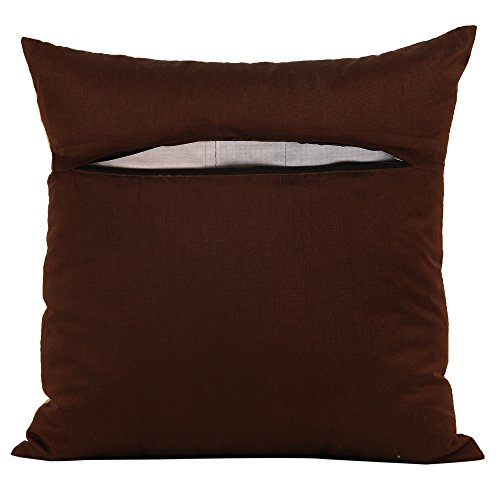 Image of Cushion Covers 18x18 Set of 5 Designer Sofa Pillow Cushion Covers 45x45 cm Pack of 5 Brown Decorative Dupion Silk Cushion Pillows Covers for Sofa (Covers Only)