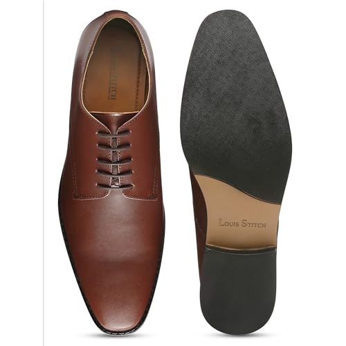 Image of LOUIS STITCH Men's Italian Leather Shoes Handmade Formal Lace Up Derbies for Men (RXPL)