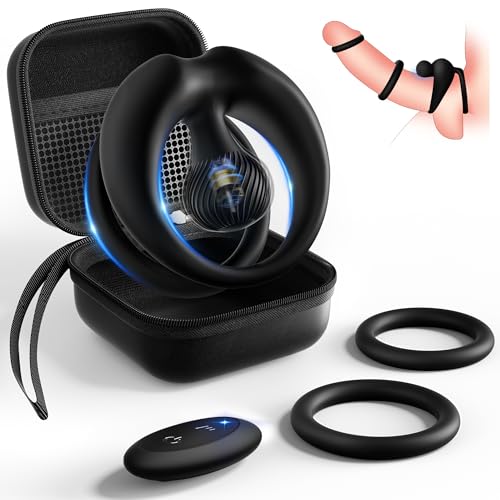 Vibrating Cock Ring Set for Men - Silicone Adjustable Penis Ring with 3 Sizes Remote Control Penis Vibrator with Clitoral Stimulator for Him and Her Couples Sex Toys for Enhanced Intimacy