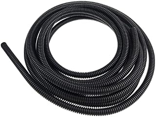 Black 5M Length Flexible Corrugated Bellow Conduit Protective Tube Pipe Hose Sleeve for CarGarden,Office Electric Wiring 7mm*10mm 