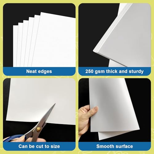 Image of 10 Pcs Poster Board 22 inch x 28 inch White Poster Paper Bulk, ROOKEA 250 GSM Vision Board for School Arts Craft Projects Presentations Drawing Scrapbooking Blank Graphic Display Office Supplies