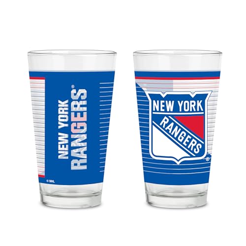 Rico Industries NHL Hockey Detroit Red Wings 16 oz Pint Glasses with Digitally Printed Logo, Set of 2 Classic Drinking Glasses, for Fans, Dishwasher Safe