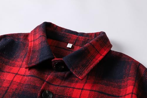 Image of Cromoncent Mens Boys Thick Flannel Shirt Long Sleeve Shirt Jacket Casual Button Down Multi Pockets Shacket