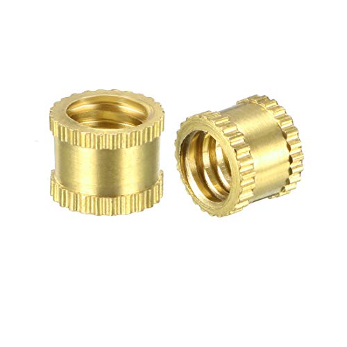 uxcell Knurled Threaded Insert, 1/4 inches-20 x 6mm L x 8mm OD Female Thread Brass Embedment Nuts, Pack of 25