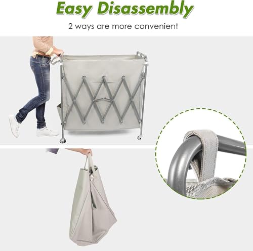 Faltbarer Wäschesortierwagen mit Rollen, abnehmbare Taschen für einfaches Sortieren und Transportieren, Wäschesammler Organizer