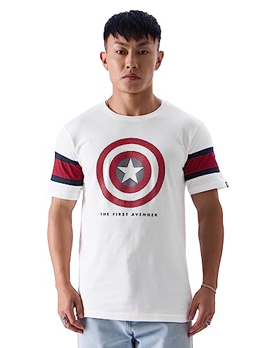 Image of The Souled Store Men Official Captain America: The First Avenger Navy Blue Printed Joggers