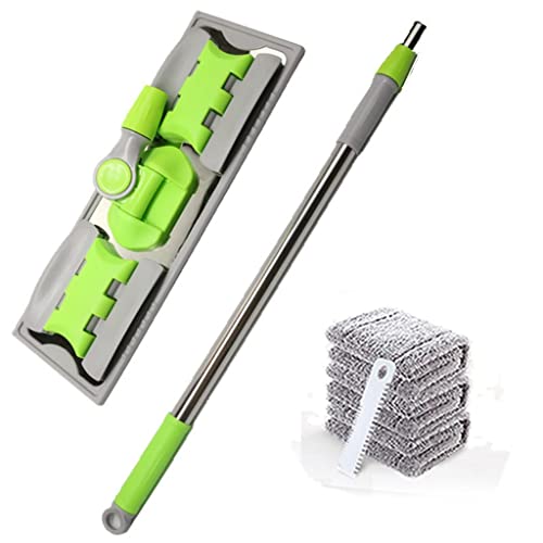 Fregona Plana para el hogar, fregona para Limpieza de Pisos, Cubo para Polvo, Escoba fácil de Usar, fregona giratoria, adsorción de Aceite (Azul), para perseguir la Felicidad y la sabiduría (Verde)