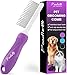 Detangling Pet Comb with Long & Short Stainless Steel Teeth for Removing Matted Fur, Knots & Tangles - Detangler Tool Accessories for Safe & Gentle DIY Dog & Cat Grooming (Grooming Comb)